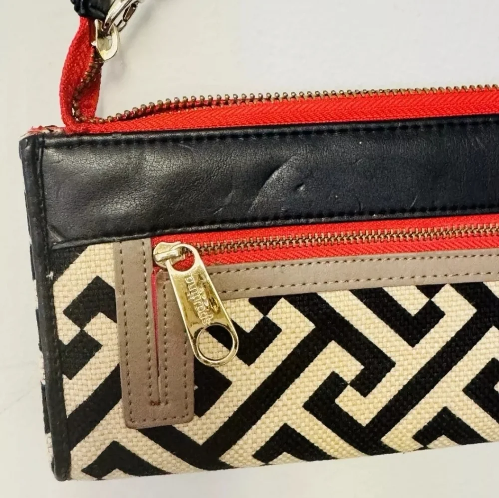 SPARTINA Daufuskie Island Wristlet, Black Tan Geometric Design